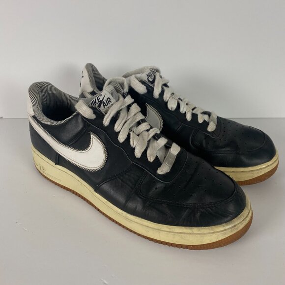 Nike Air Force 1 Sneakers Men's Sz 10 Shoes Black Seersucker Pack Low Pinstripe - Picture 2 of 14